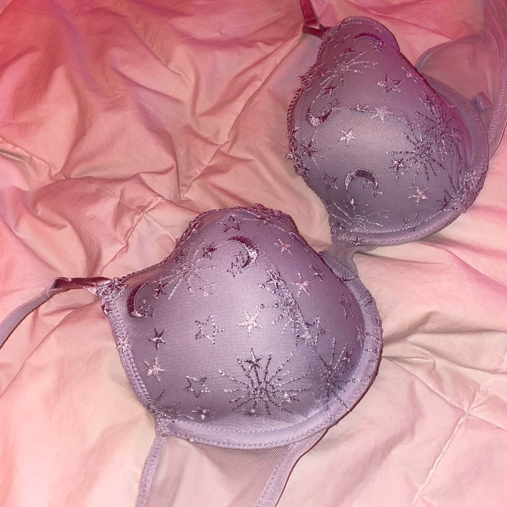 Lavender Embroidered Moon & Star Push-Up Bra
